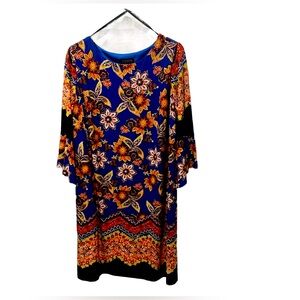 Enfocus Studio Women's Dress - Blue and Orange Floral
